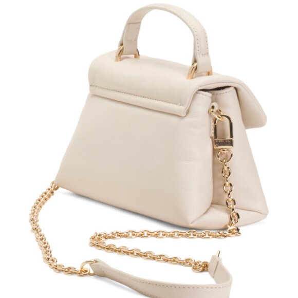 Ted Baker Poppy Small Satchel Crossbody Handbag Lock White Cream Leather - Picture 14 of 16